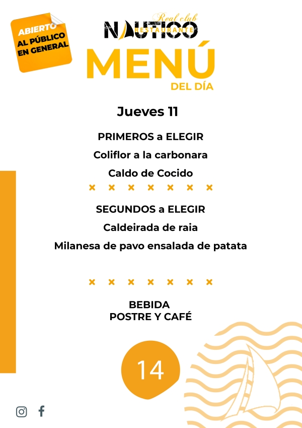 Menú del día- Hoy el restaurante os ofrece: